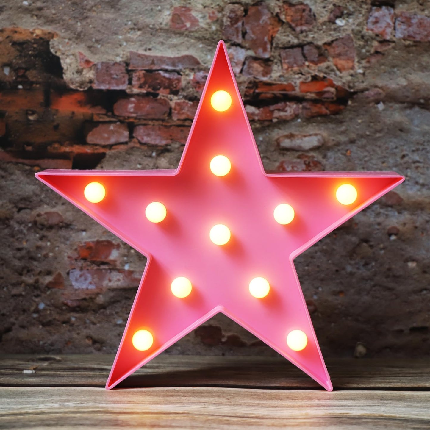 LED Marquee Star Signs Night Lights, Battery Operated Star Shaped Desk Table Lamp for Kids, Baby, Child, Girl Gift, Nursery Room, Wall Decor-Pink