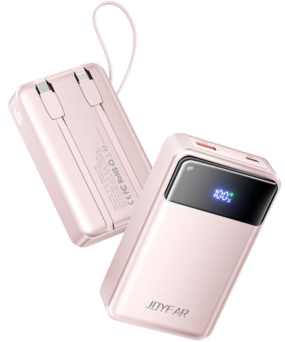 Portable-Charger-Power-Bank Travel Essentials Battery Pack USB C 30000mAh Built in Cable 22.5W Phone Fast Charging Powerbank Compatible with iPhone 16 15 14 13 12 11 iPad Samsung Google Xiaomi