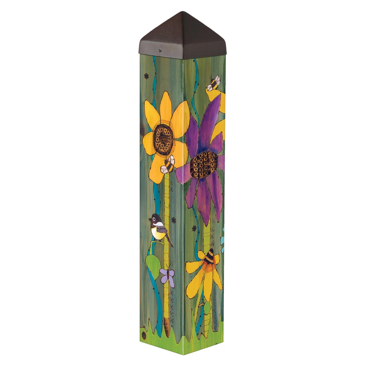 Studio M Art Pole, PVC Weather Resistant Pole with Vinyl Bowl 20 inches Tall Outdoor Decoration for Gardens, Patios, Yards, Landscaping and Birding Accessories, Welcome