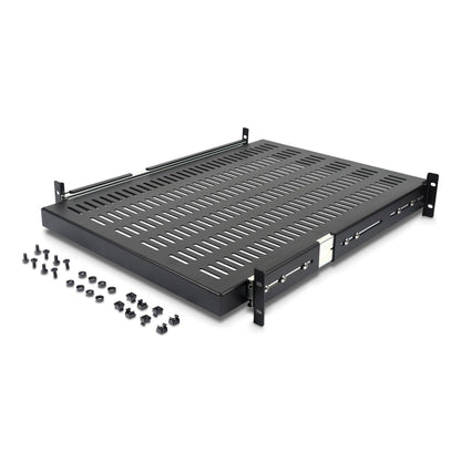 StarTech.com 2U Sliding Server Rack Mount Shelf - 20 to 30in Adjustable Mounting Depth - Vented - 50lb - Heavy Duty Universal 19” Rack Shelf for Equipment Rack - 24in Deep (UNISLDSHF19)