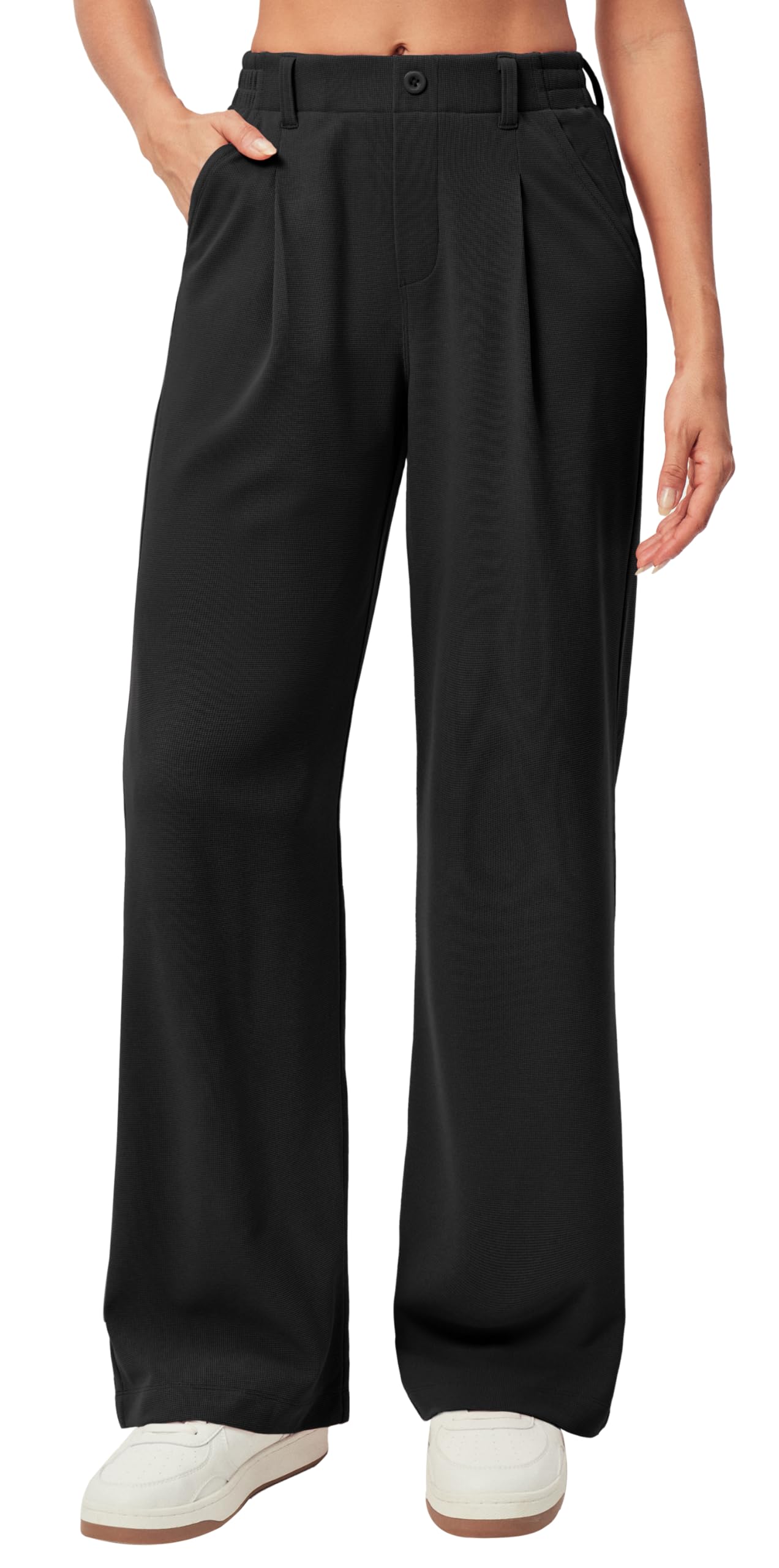 Ewedoos Wide Leg Pants Woman Stretchy Work Dress Pants Women Pull on Business Casual Slacks Trousers Fall Outfits 26"/28"