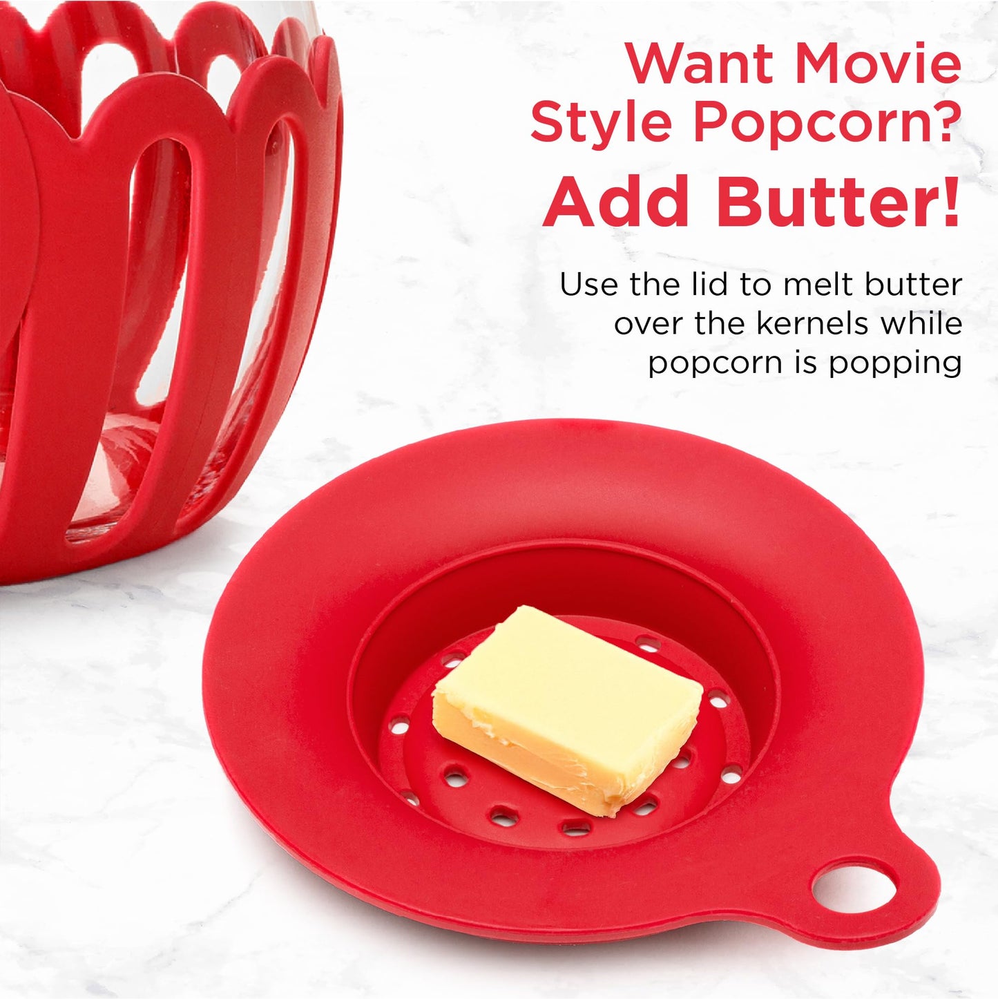 Ecolution Patented Micro-Pop Microwave Popcorn Popper with Temperature Safe Glass, 3-in-1 Lid Measures Kernels and Melts Butter, Made Without BPA, Dishwasher Safe, 3-Quart, Aqua