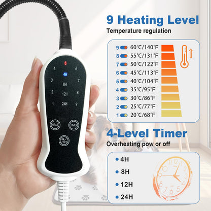 RC SLL Dog Heating Pad for Large Dogs, Pet Heating Pads for Dogs Cats, Waterproof Heated Pet Pad with Smart Thermostat Switch, Puppy Heating Pad for Whelping Box(FootPrint,48 * 72cm)