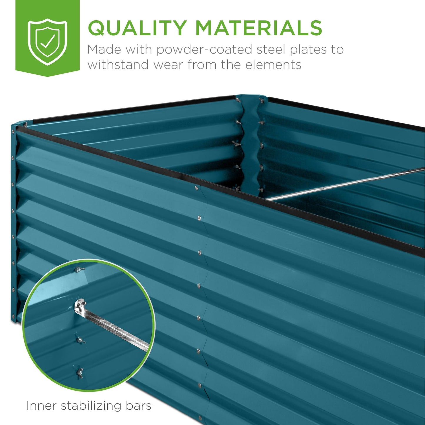 Best Choice Products 6x3x2ft Outdoor Metal Raised Garden Bed, Deep Root Box Planter for Vegetables, Flowers, Herbs, 269 Gallon Capacity, 100% Non Toxic Materials - Peacock Blue