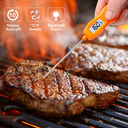 Digital Meat Thermometer Backlight,Waterproof Instant Read Food Thermometer for Cooking Grilling BBQ Baking Liquids Beef Turkey (Black)