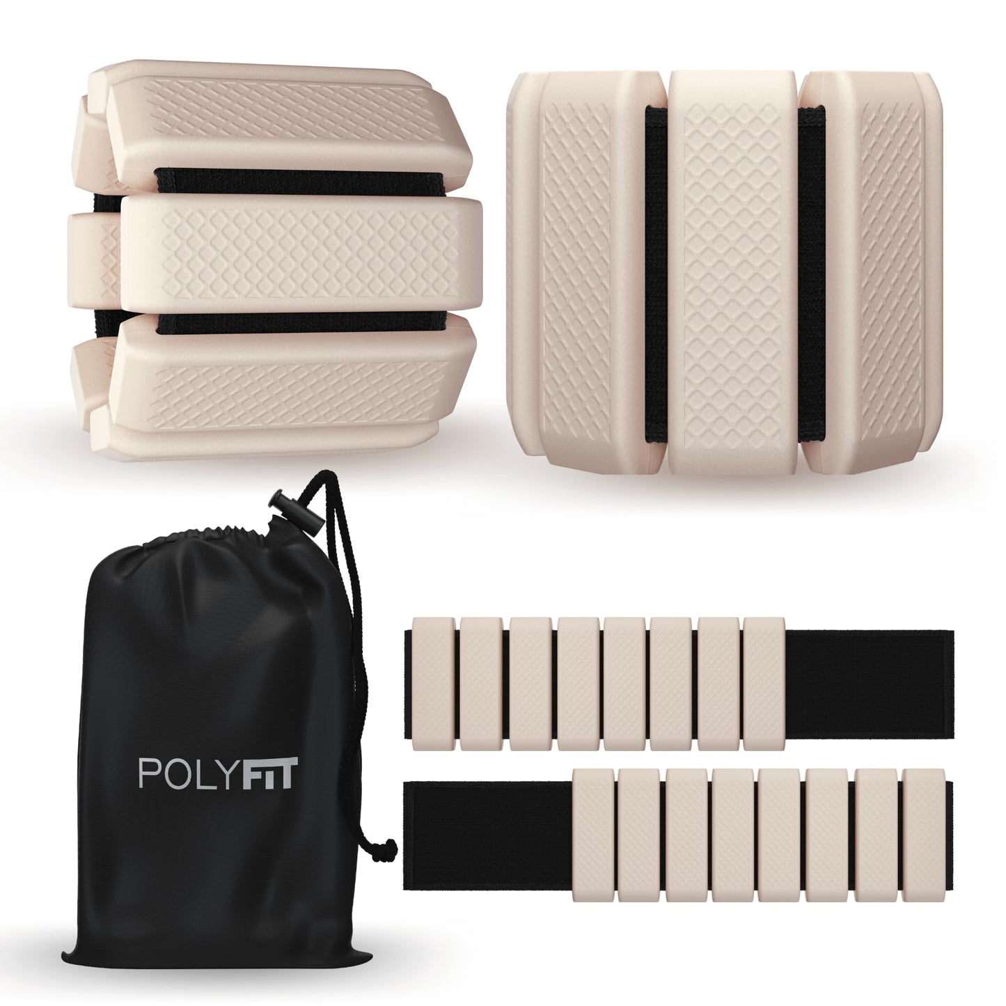 Polyfit Wrist & Ankle Weights - 1 Pair - Wearable Ankle Weights for Women and Men - Wearable Bracelet for Exercise, Yoga, Walking, Running, Dance, Barre, Pilates, Cardio, Aerobics - Sand