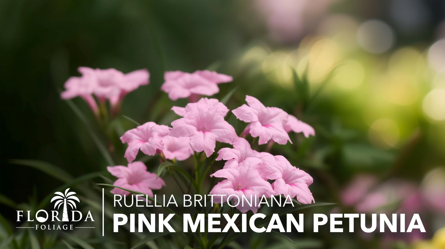 Mexican Petunia Pink | 3 Live Plants | Ruellia Brittoniana | Pink Flowering Landscape Pollinator | Heat Tolerant Groundcover | Outdoor Perennial for Gardens Borders Walkways Containers