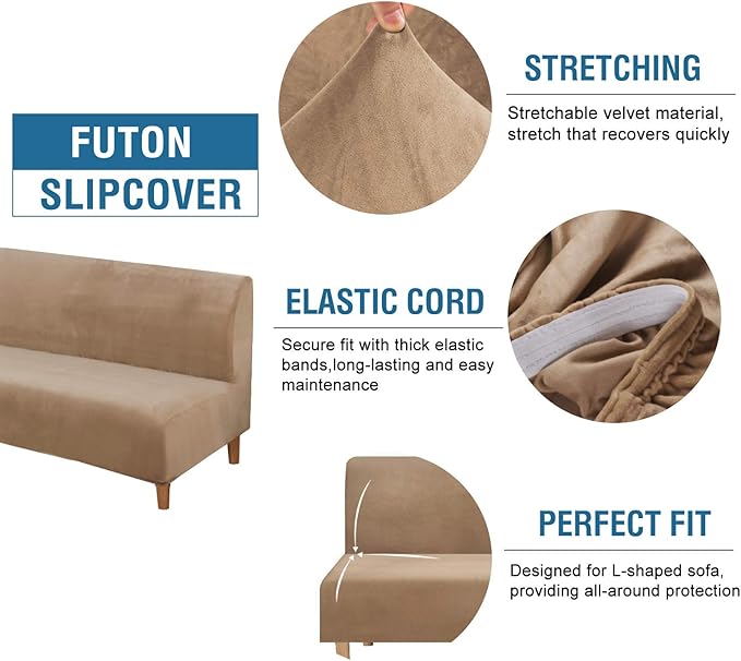 H.VERSAILTEX Real Velvet Futon Cover Armless Sofa Covers Sofa Bed Covers