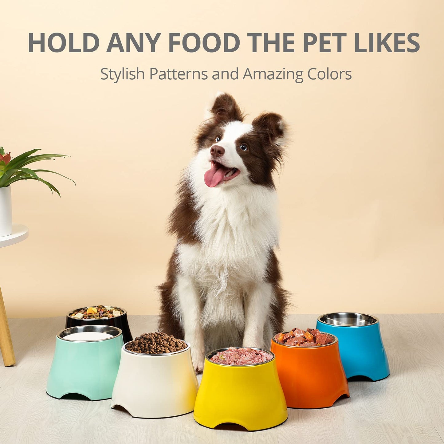 yoken Elevated Dog Bowls,[Prevention of Vertebrae Disease][Super Non-Slip]Dog Bowl with Stainless Steel Bowl,High Capacity Dog Food Bowls,Colorful Raised Dog Bowls for Medium/Small Size Dogs