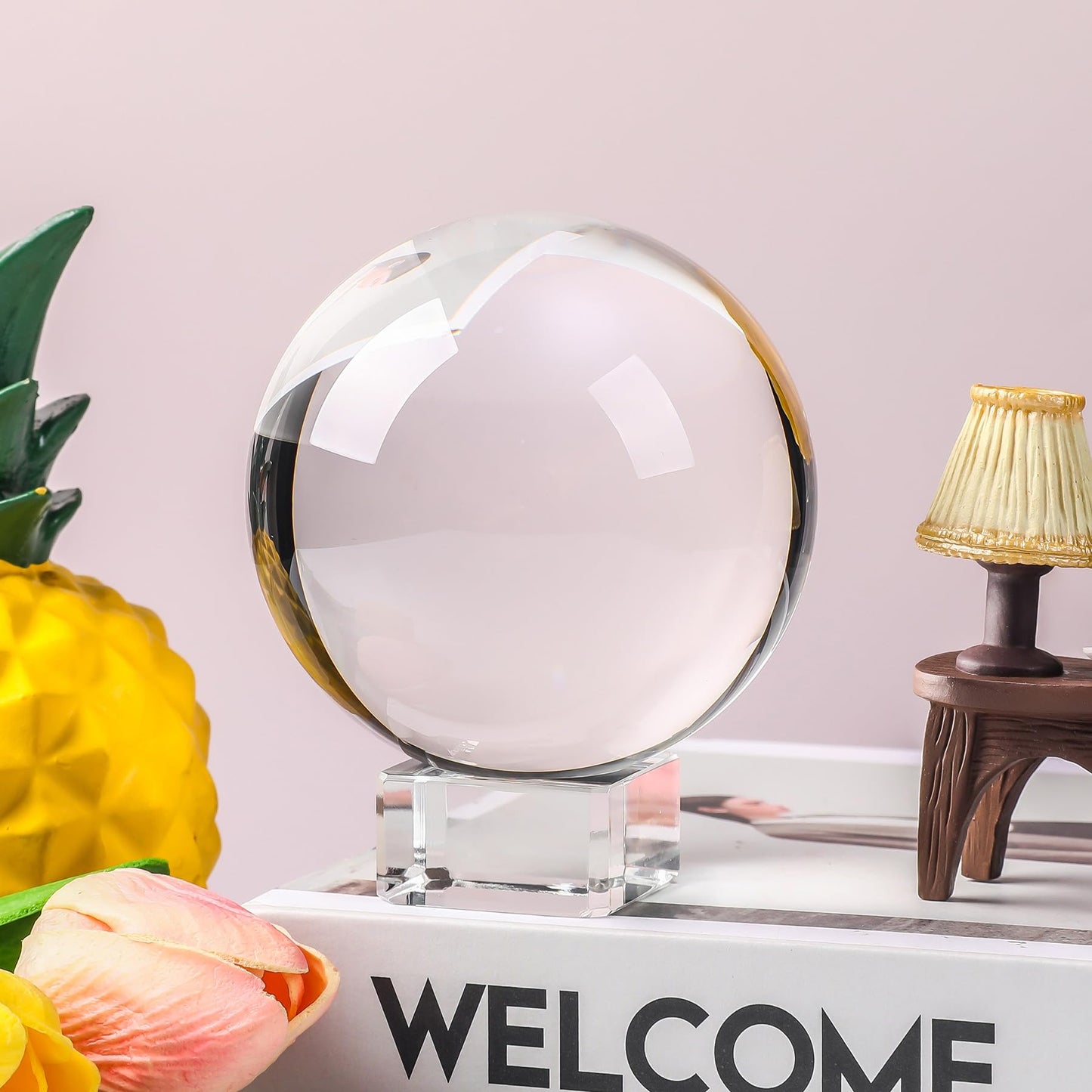 Modaier Clear Crystal Ball 80mm/3.1 inch for Fortune Teller Accessories,Halloween Decor,Magic,Feng Shui,Witchcraft,Scrying,Decorative Ball,Lensball Photography,Quartz Crystal Sphere Prop Glass Orb