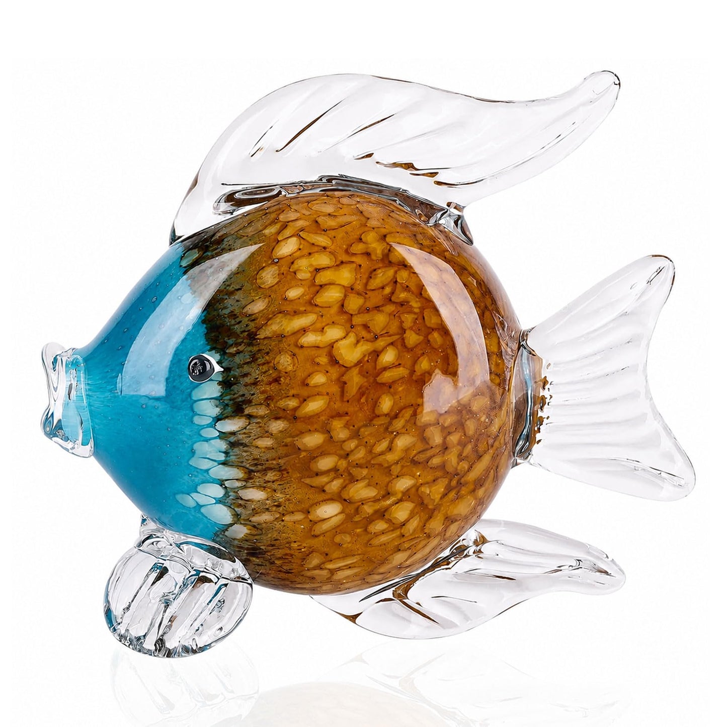 QIANLING Glass Fish Figurines - Coastal Home Decor, Modern Ocean Centerpieces for Living Room, Dining Area, Bathroom, Office, Coffee Table, Beach House, Nautical, Seaside, Entrance, Shelf Display
