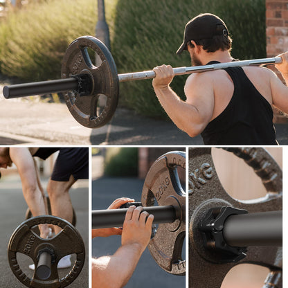 GreenBean 2PCS Olympic Adapter Sleeve 11.8" with Olympic Barbell Clamps 2", Converts 1" Standard Weight Plate Posts to 2" Olympic Weight Plate Posts, Removable end Cap