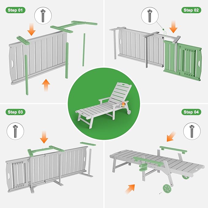 Outdoor Lounge Chair Set of 4