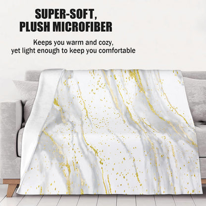 PAOABIU Grey and Golden Blankets, Marble Throw Blanket for Couch Bed Sofa, Minimalism Blankets and Throws - Super Soft Cozy Plush Flannel Blanket Gifts & Decor, 66x90