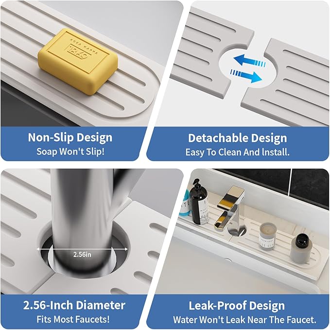 Kitchen Faucet Mat, Quick Drying Diatomite Sink Faucet Mat Splash Guard