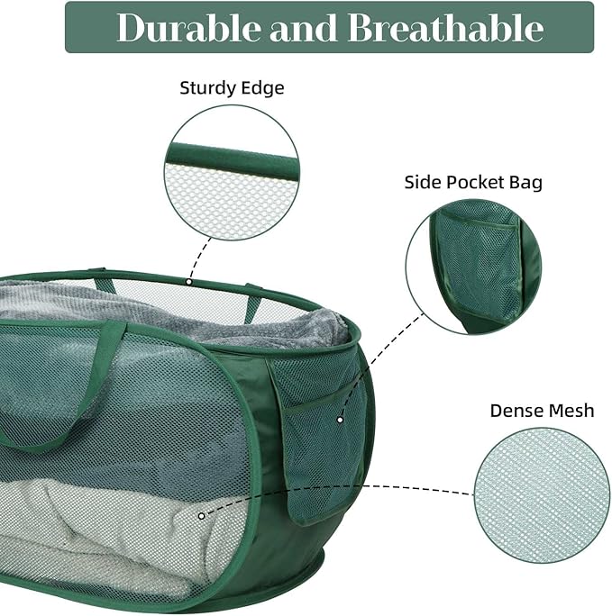 Sturdy Mesh Pop Up Laundry Hamper, Collapsible Laundry Baskets