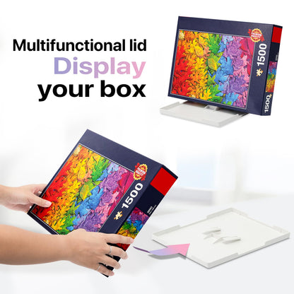 Playboda 9-Pack Puzzle Sorting Trays with Lid that Doubles as a Puzzle Box Stand – 11" x 9" Stackable Trays for 1000–1500 Piece Jigsaw Puzzles, Great Gift for Adult Puzzle Lovers