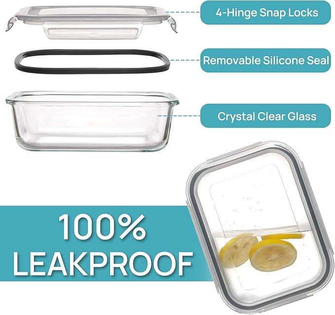 Vtopmart 5 Pack 35oz Glass Food Storage Containers