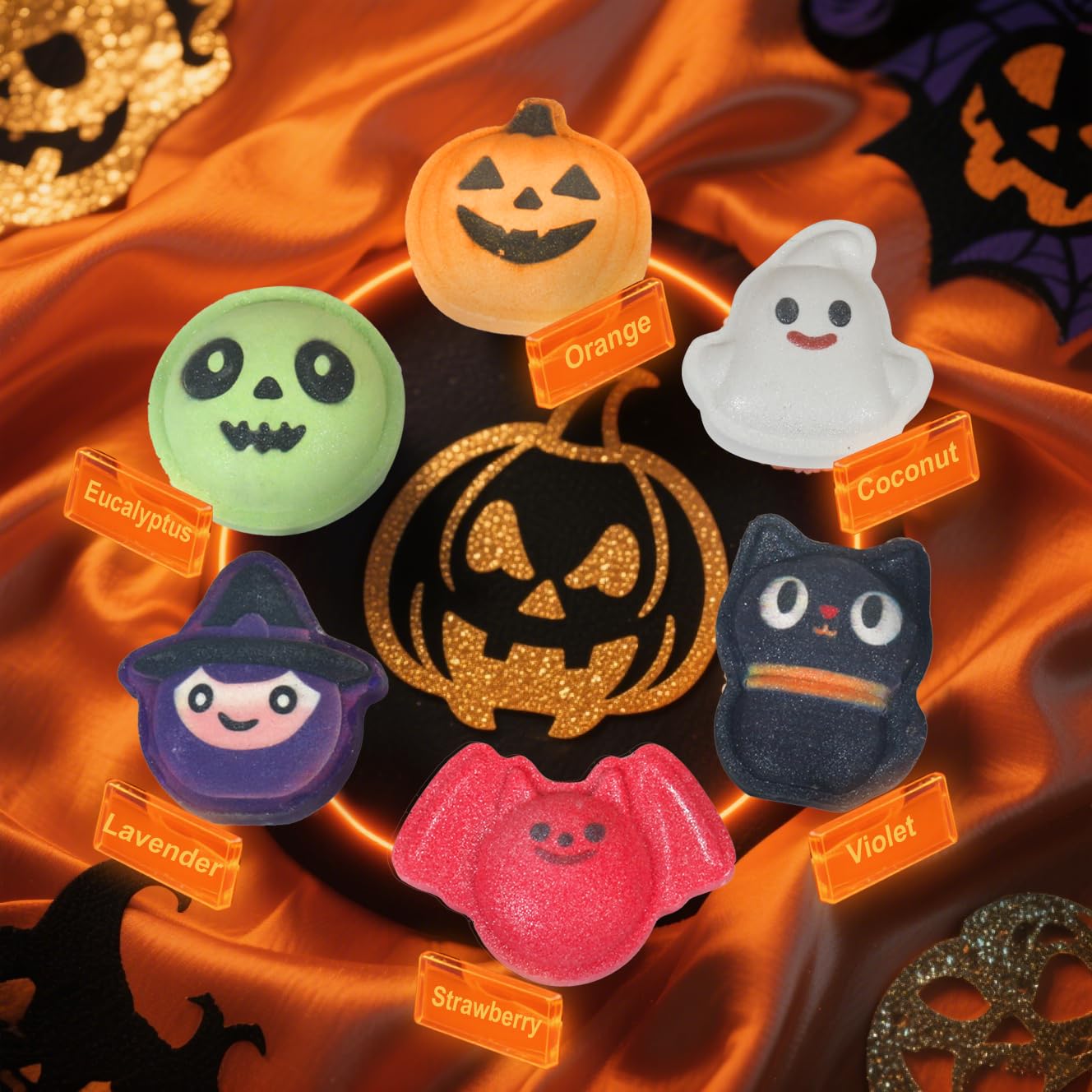 Halloween Bath Bombs for Kids & Women, Handmade Spooky Bath Bomb Set of 6 Fun Shapes – Perfect Gifts for Kids, Skin Care Bathbombs for Girls’ Spooky Celebration