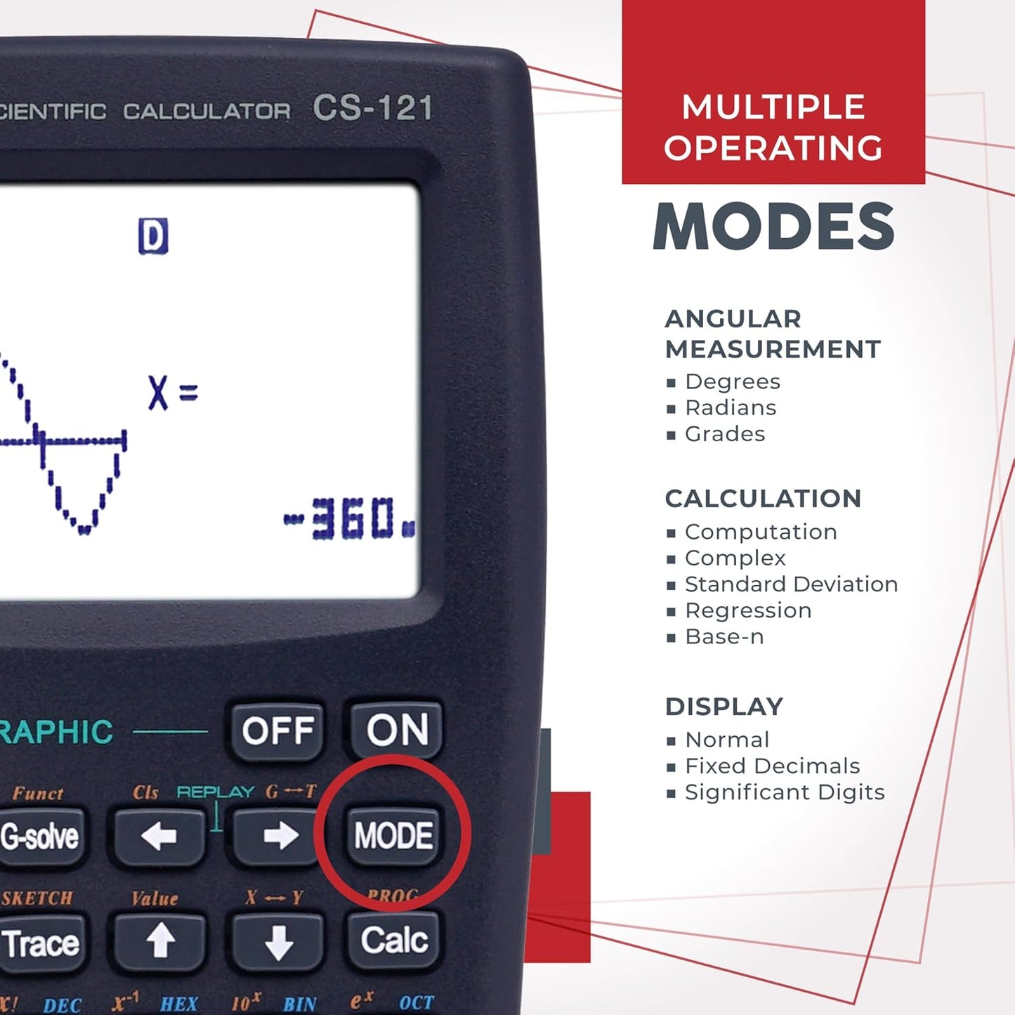 CATIGA Scientific Calculator with Graphic Functions, Multiple Modes with Intuitive Interface, Perfect for Beginner and Advanced Courses, High School or College, CS-121
