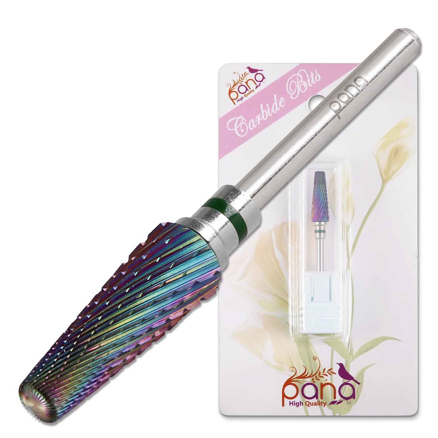 PANA Nail Carbide 5 in 1 Bit - Two Way Rotate use for Both Left and Right Handed - Fast Remove Acrylic or Hard Gel - 3/32" Shank - Manicure, Nail Art, Drill Machine (Fine - F, Silver)