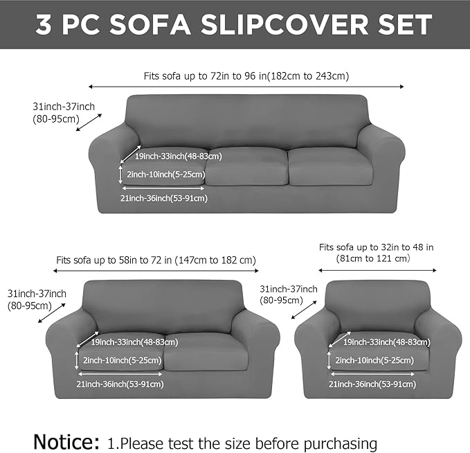 HunnmingRe Sofa Covers for 3 Cushion Couch Stretch Sofa and Loveseat Covers Set