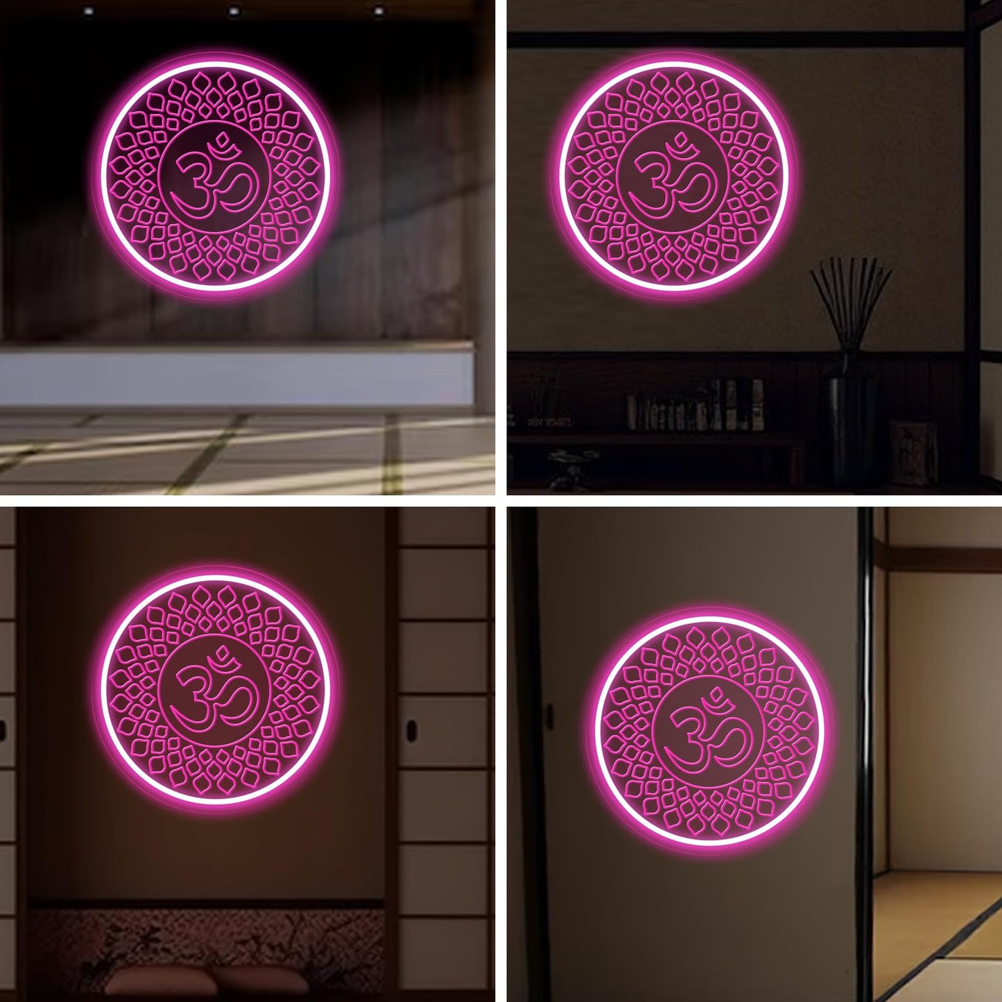 Om Buddha neon sign, Meditation light decor, Yoga wall decor, Mandala wall art, Home gym decor, Buddha symbol gifts, Yoga gifts, Meditation gift Zen Art Yoga Studio Pilates Studio Art Meditation-Pink