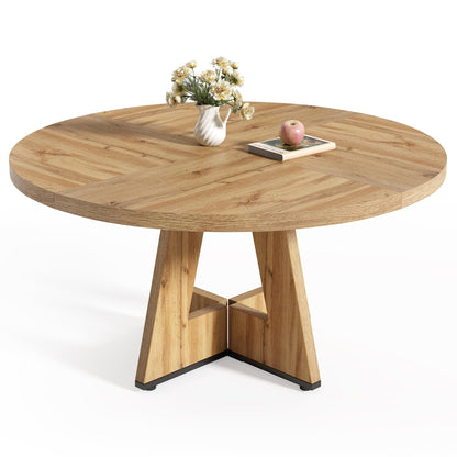 LITTLE TREE Round Dining Table for 4-6 People, 47 Inches Dining Room Table with Wooden Pedestal Base, Modern Dinner Table, Circle Kitchen Tables for Dining Room, Kitchen, Living Room(Table Only)