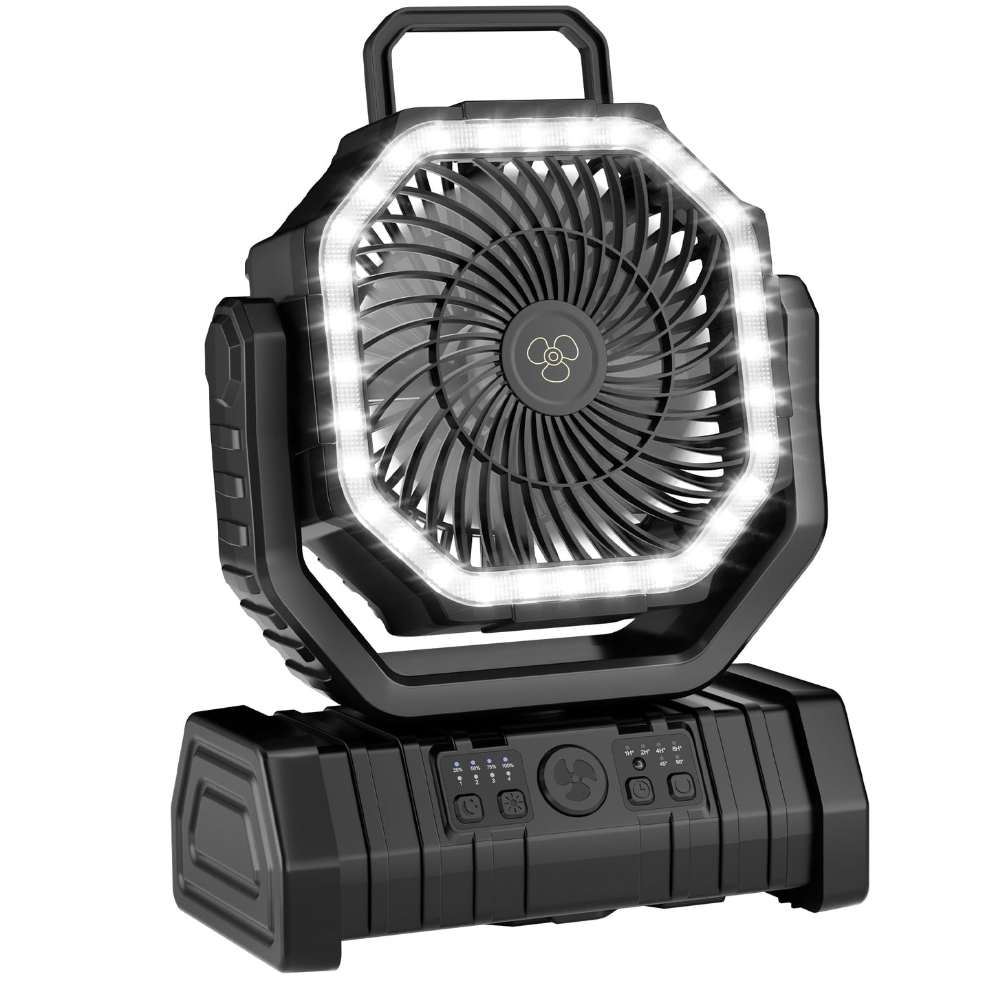 Portable Fan Rechargeable, 20000mAh Cordless Battery Powered Camping Fan with LED Light & Remote, 4 Speeds Wind, Timer, USB C, 360° Hanging Hook, Oscillating Fans for Travel Tent, Camping Essentials