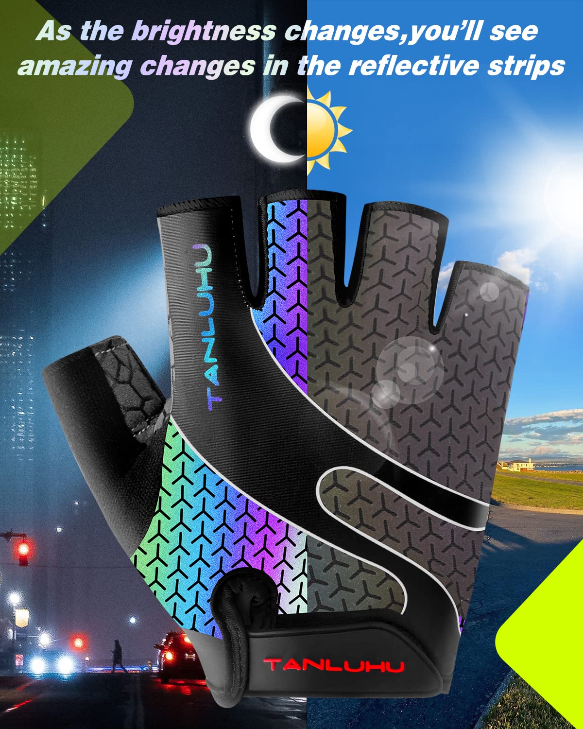 Tanluhu Cycling Gloves - Mountain Bike Half Finger Road Riding Gloves, Breathable, Shock-Absorbing, for Men and Women
