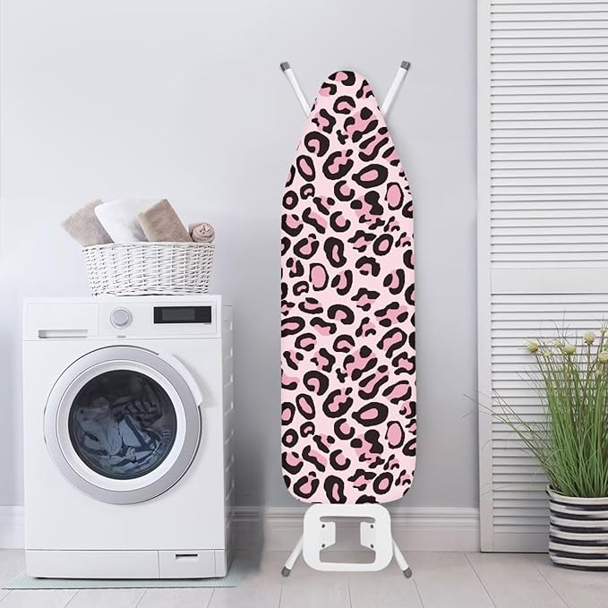 Pink Leopard Print Design Tabletop Ironing Board Cover and Pad Standard Ironing
