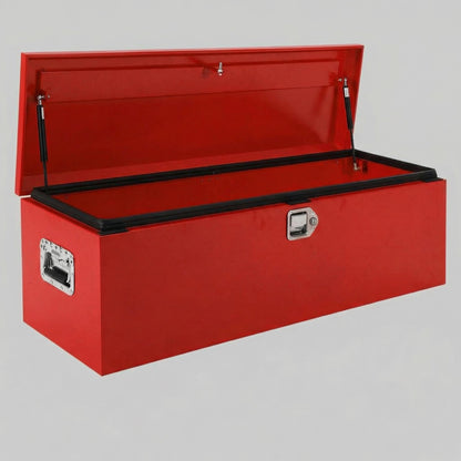 GOCAPTAIN Heavy Duty Steel Metal Tool Box 39" for Truck Bed, Locking Plate Crossbed Storage Chest with Gas-Strut Assisted Lid, Weather-Resistant Truck Bed Tool Box for Pickup, Trailer, RV