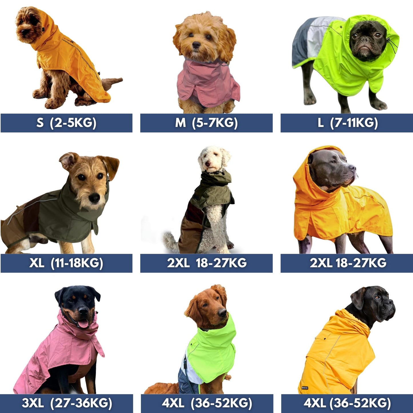 Spark Paws Dog Raincoat, Waterproof Windproof Rain Jacket, For Small Medium Large Extra Large Dogs, Reflective Breathable Full-body Coverage Dry Suit - Mustard Yellow - XL