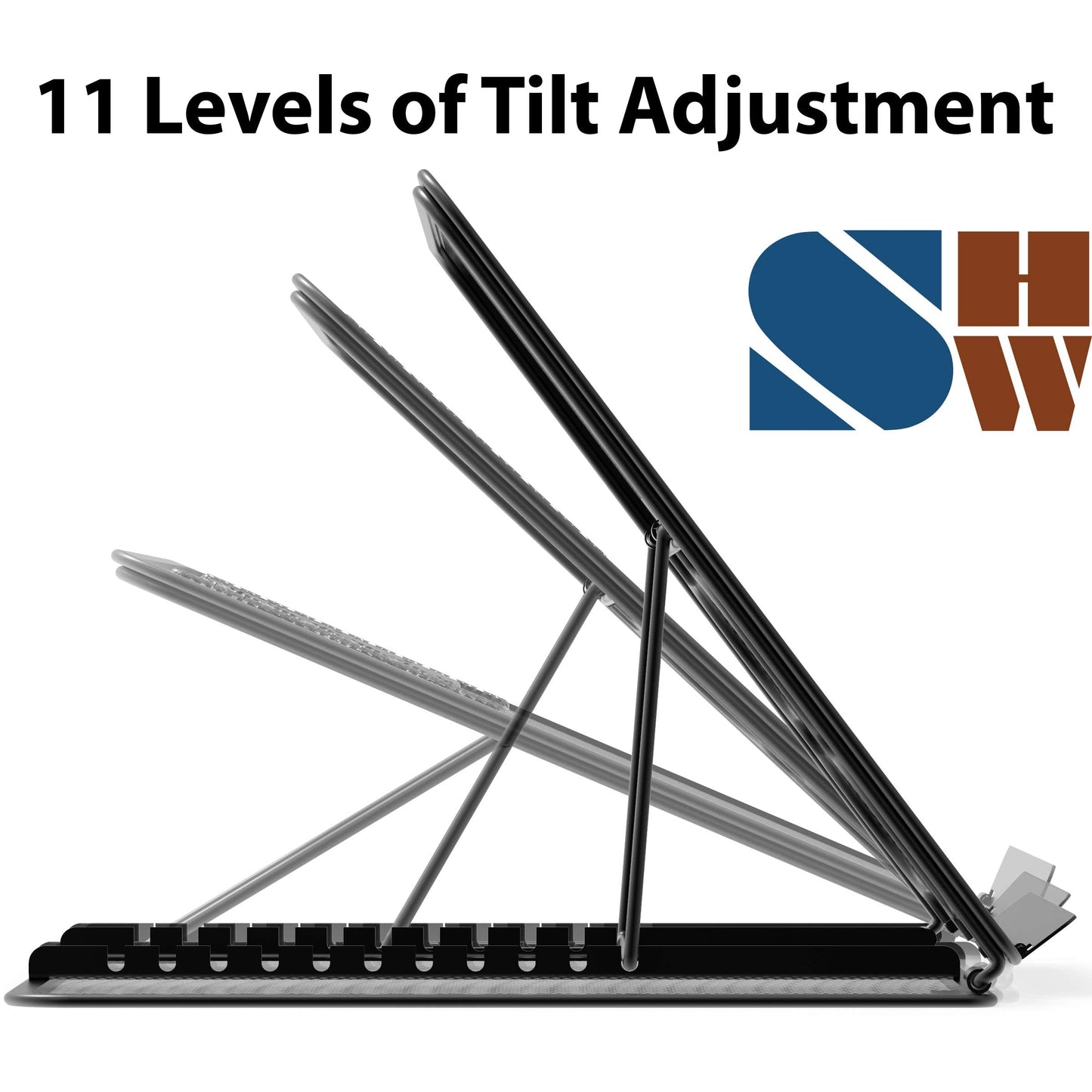 Simple Houseware Mesh Laptop Stand with 11-Levels Adjustable Ventilated Computer Holder, Black