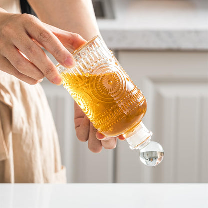 ZLTASYRY Olive Oil Dispenser Bottle for Kitchen, 7OZ Glass Oil and Vinegar Dispenser Set, Elegant Oil Container Soy Sauce Dispenser with Stainless Steel Pour Spout,Glass Stopper and Funnel