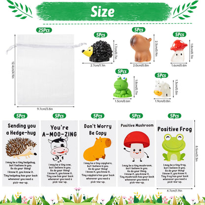 RONGLAIJIN 25 Sets Graduation Gifts Bulk, Appreciation Gifts for Graduation Volunteer Teacher Student, Funny Resin Animal with Pun Note Cards Inspirational Gift Sets for Team Employee Staff Coworker
