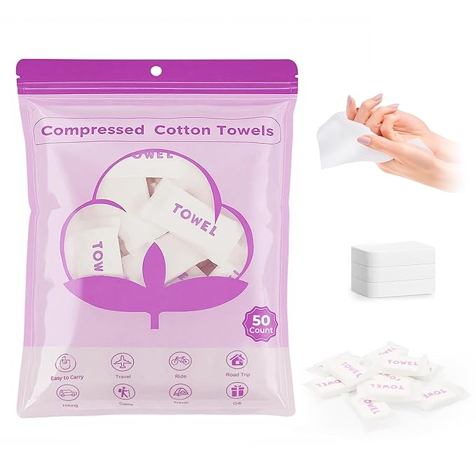 Classycoo XL Compressed Towel Tablets- 50 PCS Disposable Face Towelettes