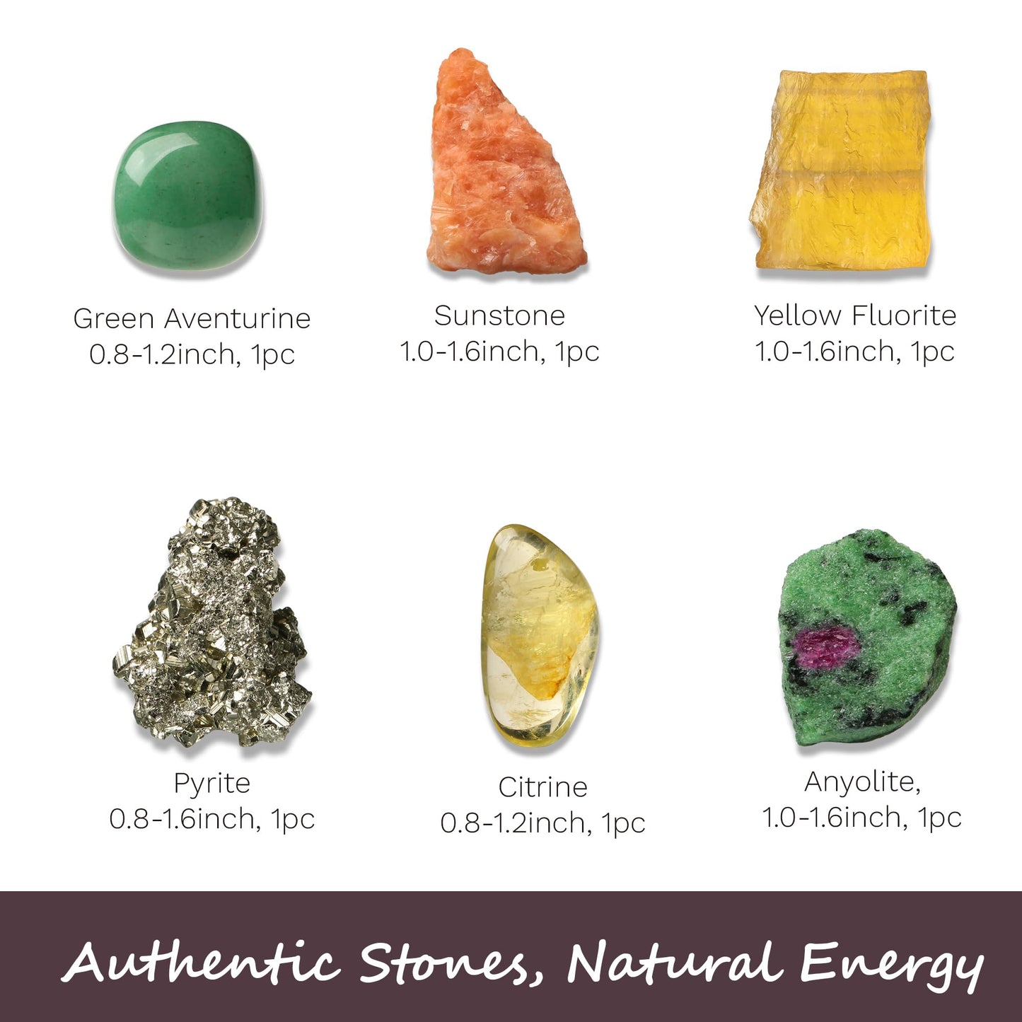 Oletiacisi Abundance Crystals Set, 6 Natural Healing Stones, Gift Ready