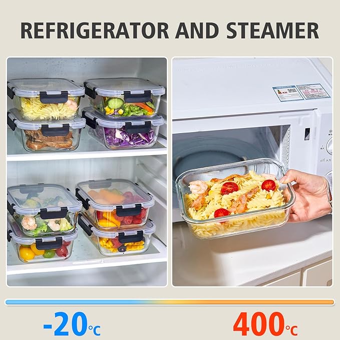 Liuruiyu 8 Pack 36OZ Glass Food Storage Containers