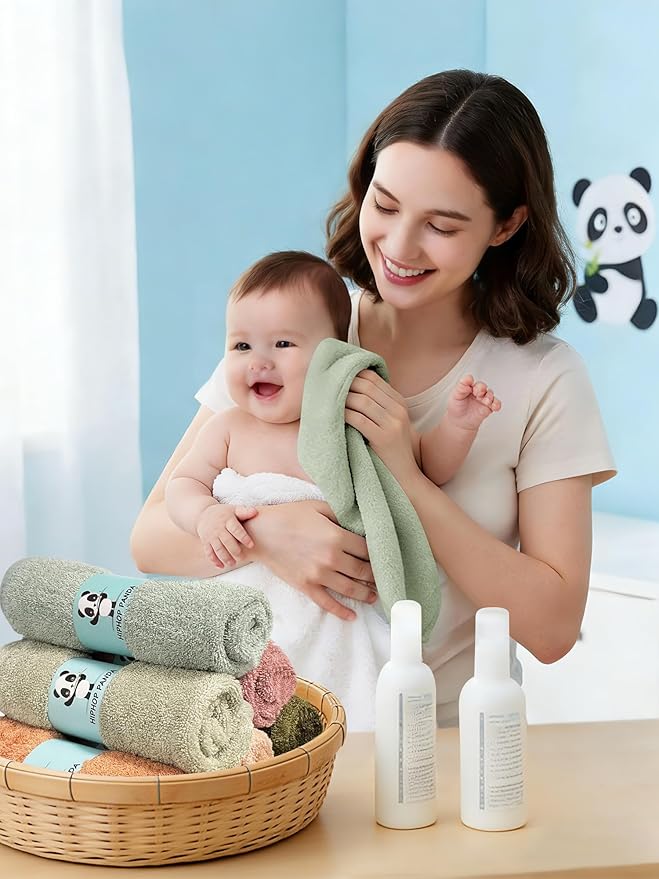 HIPHOP PANDA Baby Washcloths, Rayon Made from Bamboo