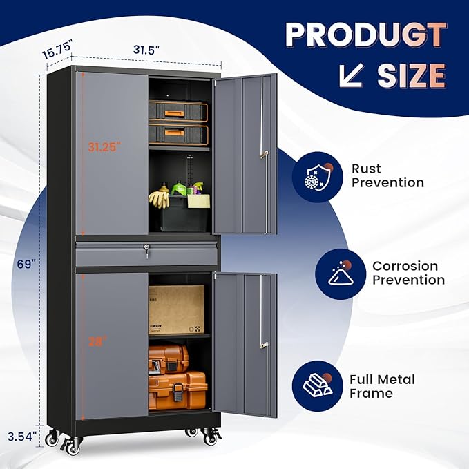 Yizosh Metal Garage Storage Cabinet