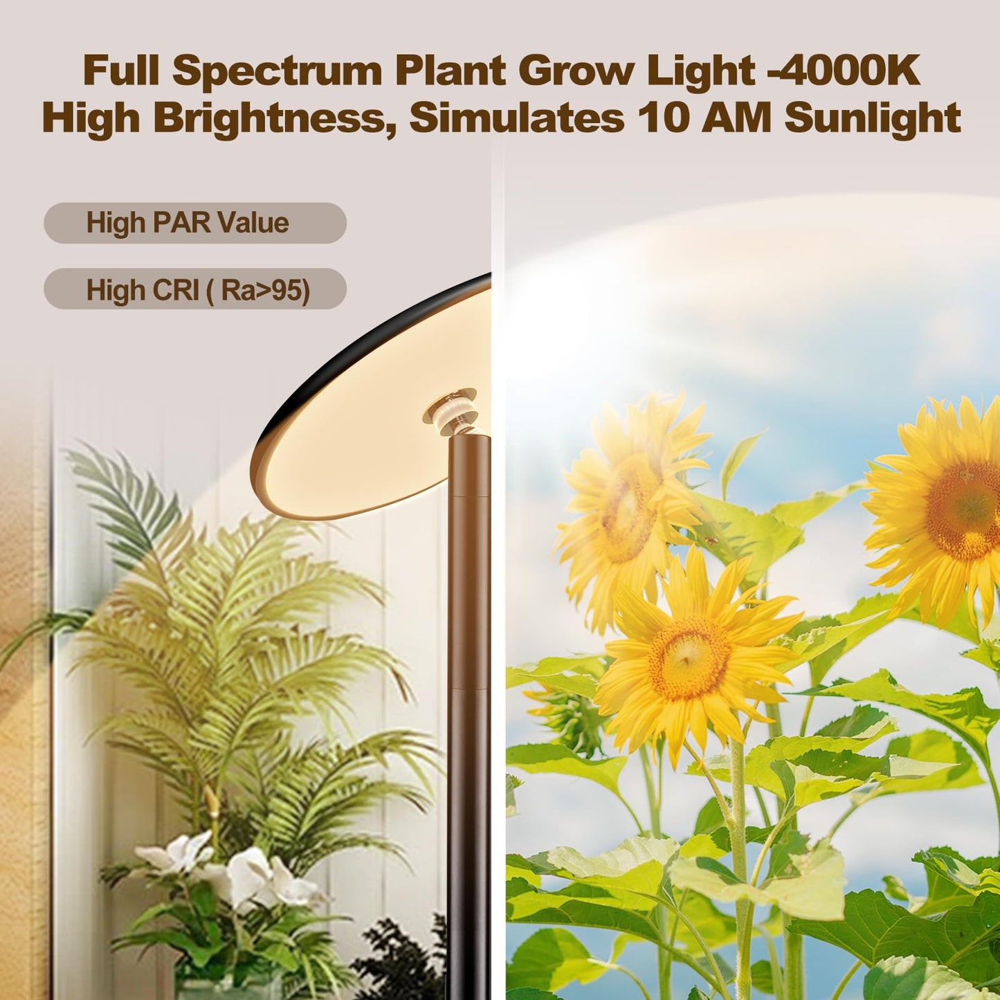AJABotanics 40W Full Spectrum Tall Grow Light, 85'' Adjustable Standing Plant Light for Indoor Plants, 10-Level Dimmable with 4/8/12H Timer, Sunlike for Large Plants & Indoor Trees