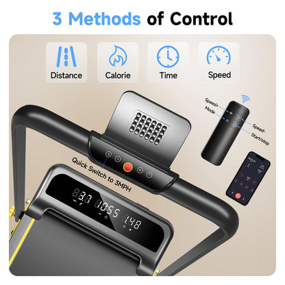 YPOO Walking Pad Treadmill, Incline Walking Pad with Handle, Foldable Treadmills for Home & Office, Compact Under Desk Running Machine for Workout Exercise Quiet