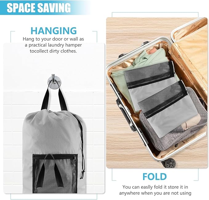 Laundry Bag Backpack with Shoulder Straps and Mesh Pocket Laundry Backpack