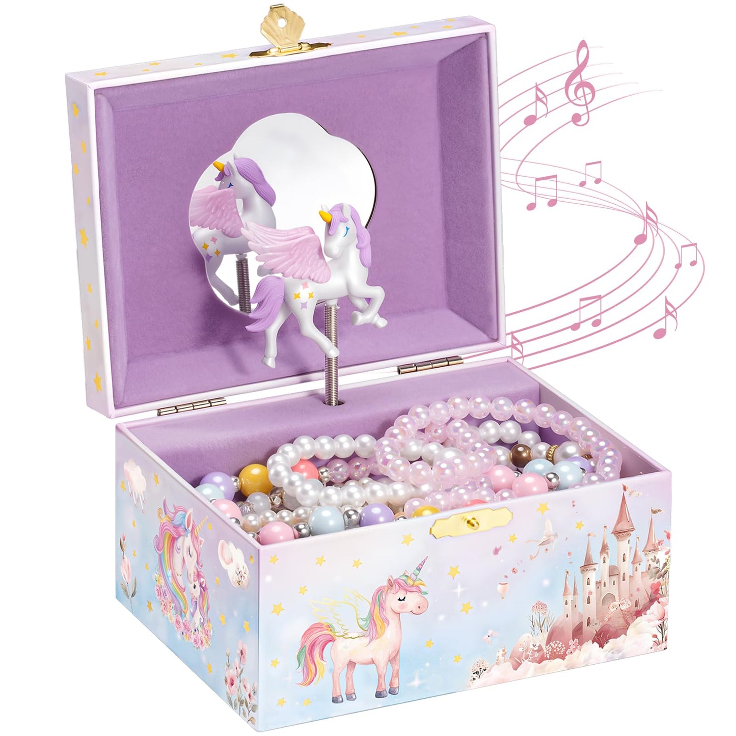 ProCase Unicorn Jewelry Box for Girls, Kids Musical Jewelry Boxes with Spinning Unicorn Doll, Birthday Gifts for Little Girls Children Toddler Ages 3 4 5 6 7 8 -Unicorn (Box Only)