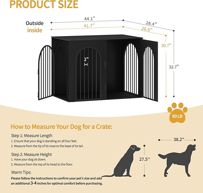 Hzuaneri 44.1" Wooden Dog Crate Furniture, Indoor Dog Kennel Dogs Cage