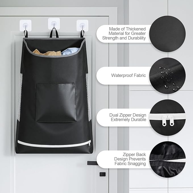 Hanging Laundry Hamper Bag, Extra Large Storage Space,