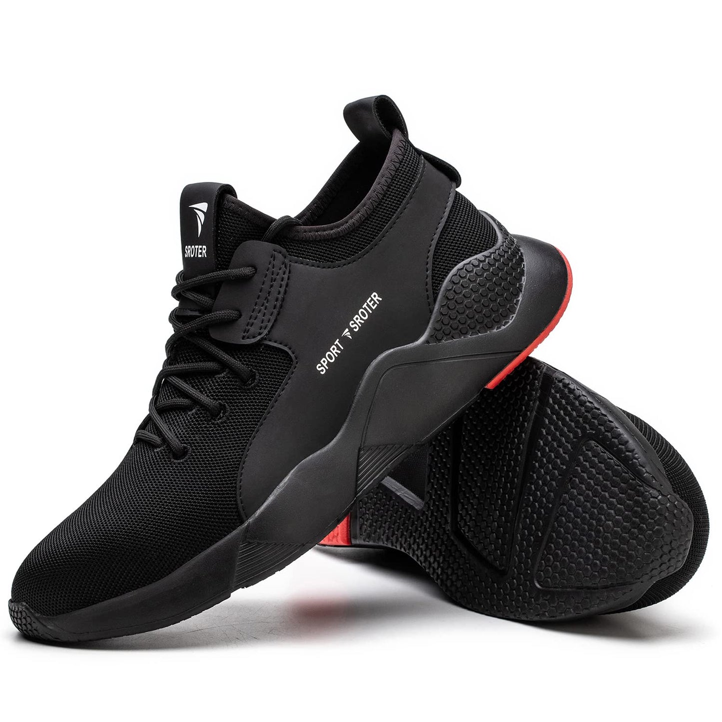 Black Safety Shoes Mens Safety Trainers Womens Steel Toe Cap Trainers Work Boots Lightweight Breathable Industrial Sneakers Black UK 9