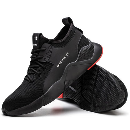 Black Safety Shoes Mens Safety Trainers Womens Steel Toe Cap Trainers Work Boots Lightweight Breathable Industrial Sneakers Black UK 9