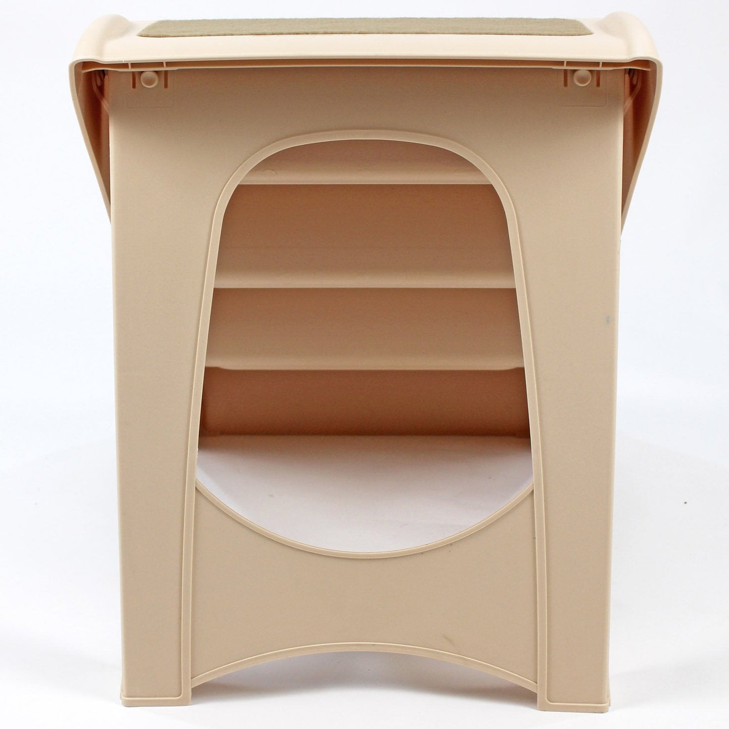 Plastic Foldable Dog Pet Stairs with Carpet Treads, Beige, 38cm x 47cm x 60cm